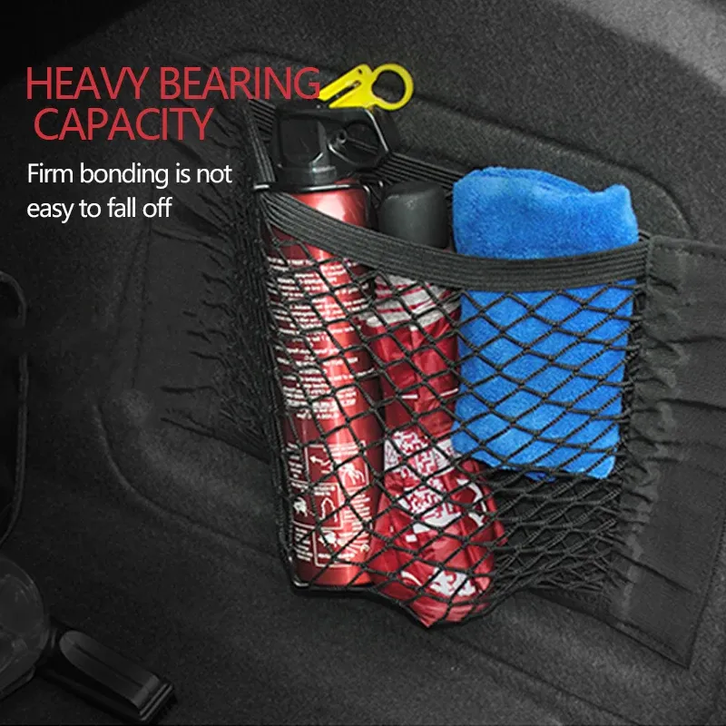 Universal Car Trunk Mesh Organizer Bag - Durable Nylon Cargo Net Holder for Auto Tail Storage, Seat Back Pocket, Secures Luggage & Items thumbnail 6