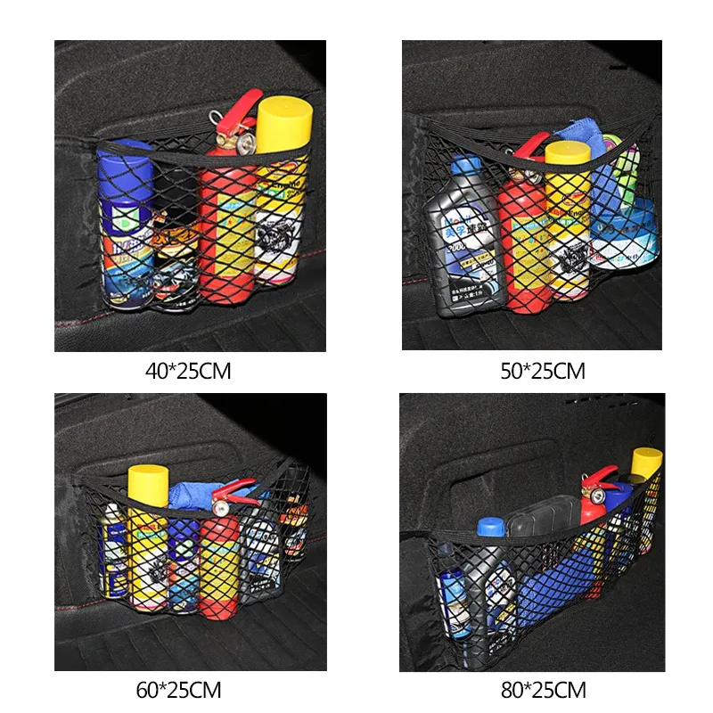 Universal Car Trunk Mesh Organizer Bag - Durable Nylon Cargo Net Holder for Auto Tail Storage, Seat Back Pocket, Secures Luggage & Items thumbnail 2