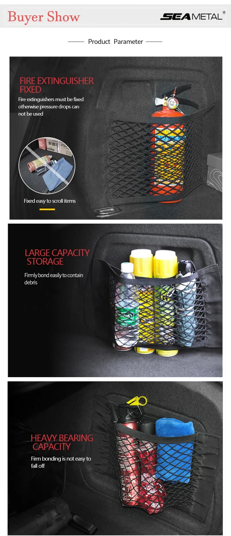 Universal Car Trunk Mesh Organizer Bag - Durable Nylon Cargo Net Holder for Auto Tail Storage, Seat Back Pocket, Secures Luggage & Items showcase 5