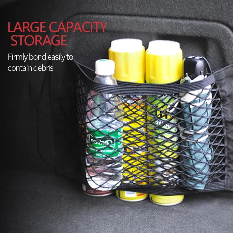 Universal Car Trunk Mesh Organizer Bag - Durable Nylon Cargo Net Holder for Auto Tail Storage, Seat Back Pocket, Secures Luggage & Items thumbnail 5