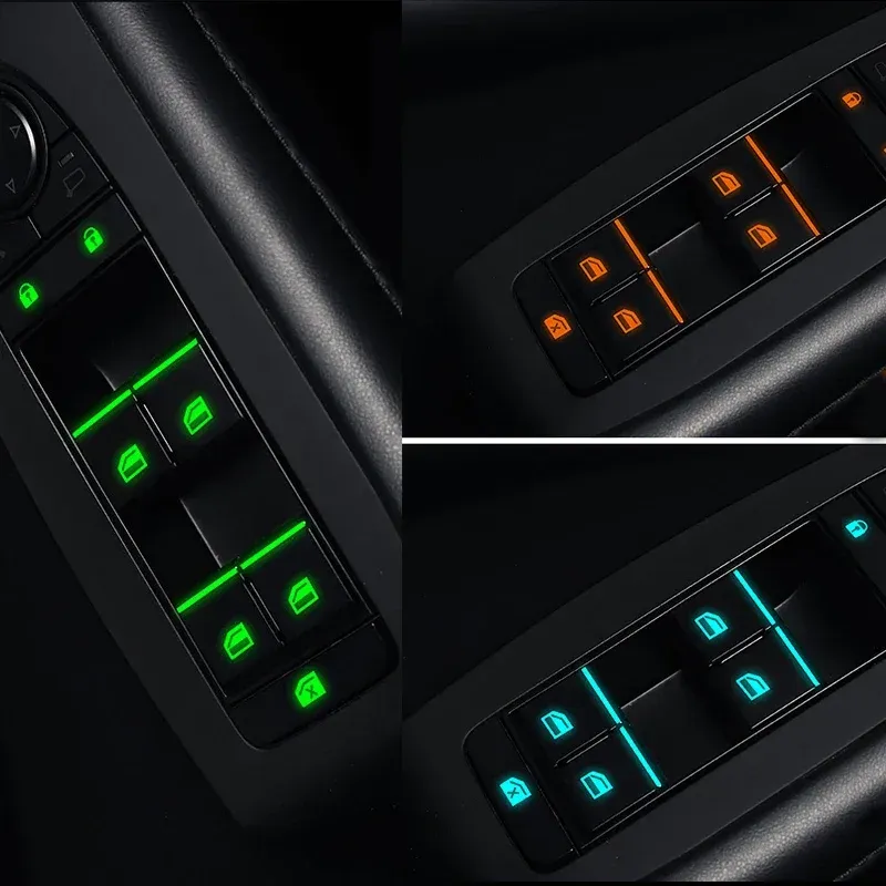 18Pcs Car Luminous Door Window Lift Button Stickers - Glow in Dark Control Panel Decals for Auto Interior Accessories thumbnail 5