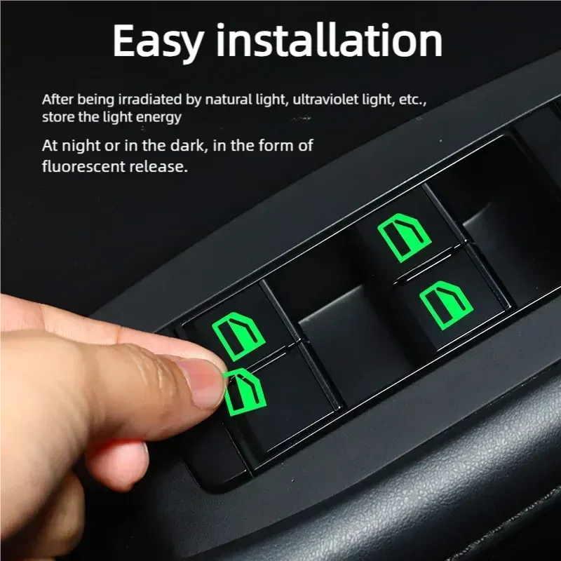 18Pcs Car Luminous Door Window Lift Button Stickers - Glow in Dark Control Panel Decals for Auto Interior Accessories showcase 3