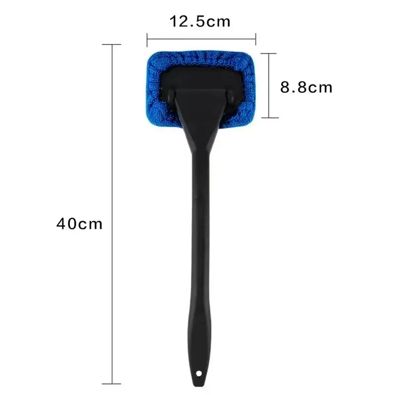 Car Windshield Cleaner Brush Kit - Interior Auto Glass Cleaning Tool with Long Handle and Microfiber Bonnet for Cars, SUVs, RVs thumbnail 4