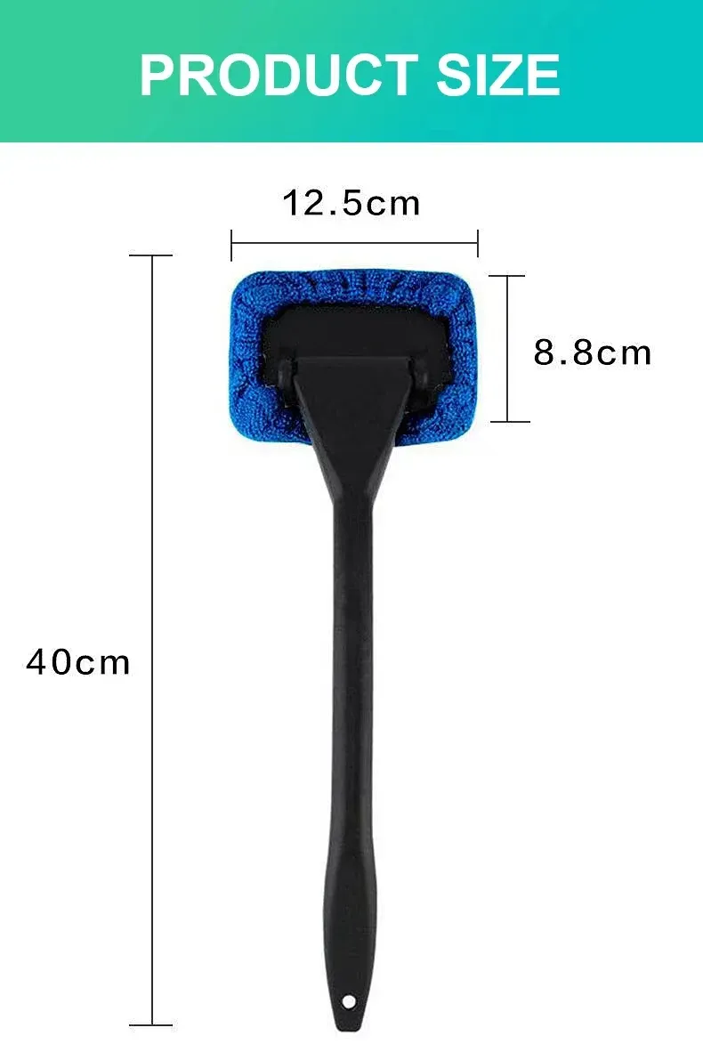 Car Windshield Cleaner Brush Kit - Interior Auto Glass Cleaning Tool with Long Handle and Microfiber Bonnet for Cars, SUVs, RVs showcase 5