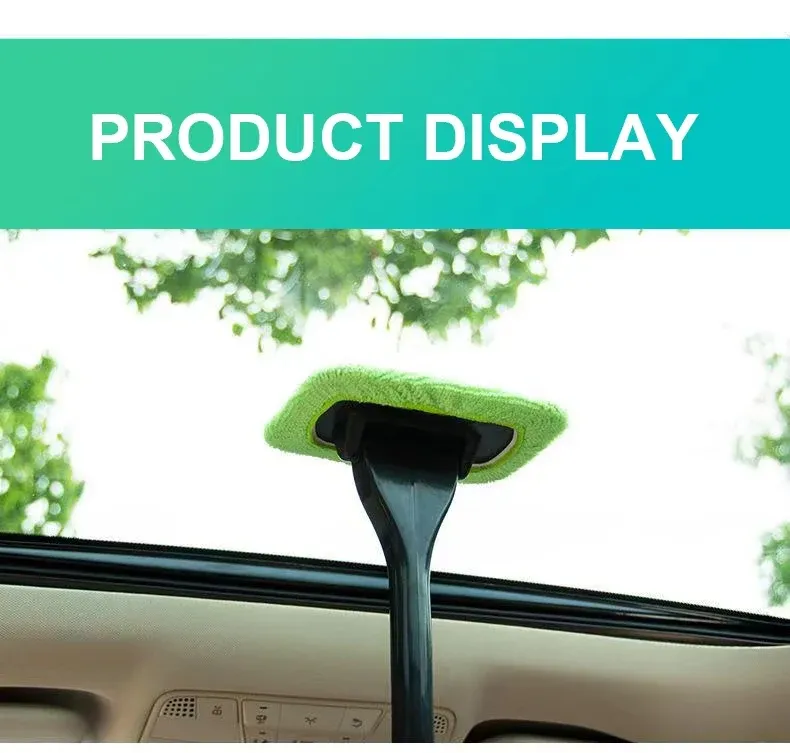 Car Windshield Cleaner Brush Kit - Interior Auto Glass Cleaning Tool with Long Handle and Microfiber Bonnet for Cars, SUVs, RVs showcase 10