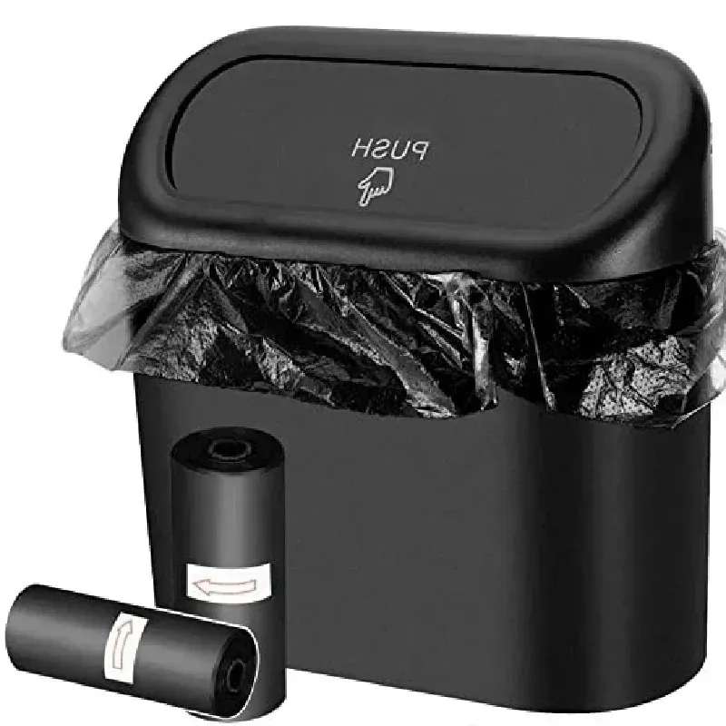 Car Trash Bin with Door Mount - Multifunctional Front Row Storage for Umbrellas & Small Items, ABS Material, Black, 16x14.3x8.5cm - Ideal for New Energy Vehicles showcase 9