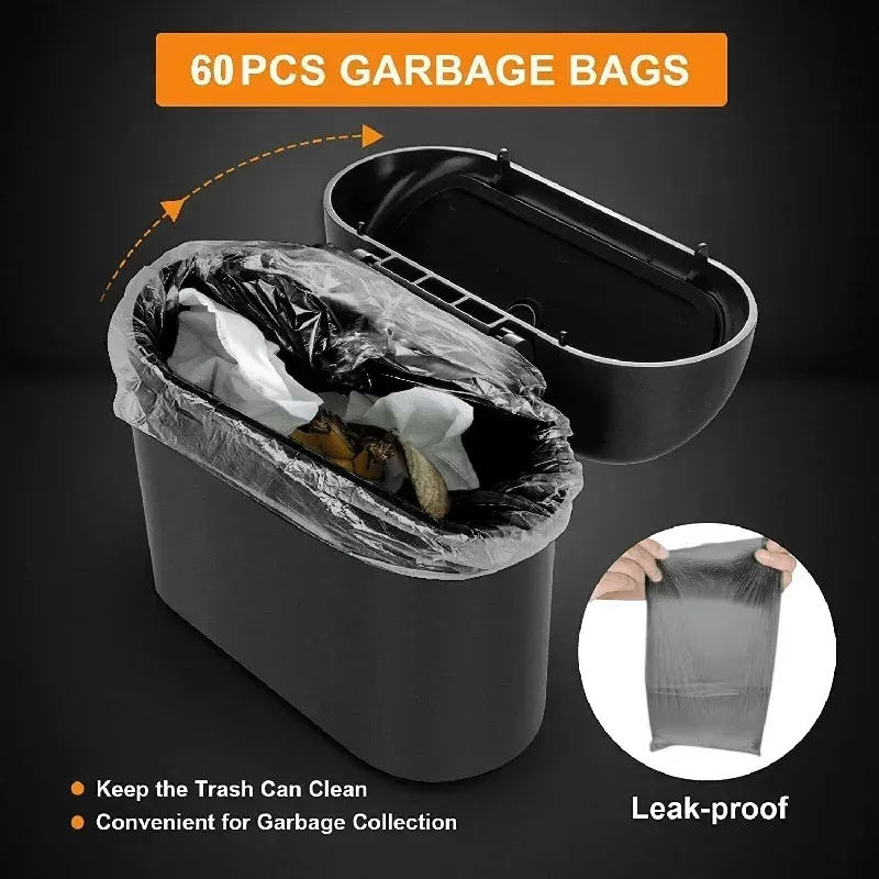 Car Trash Bin with Door Mount - Multifunctional Front Row Storage for Umbrellas & Small Items, ABS Material, Black, 16x14.3x8.5cm - Ideal for New Energy Vehicles thumbnail 4
