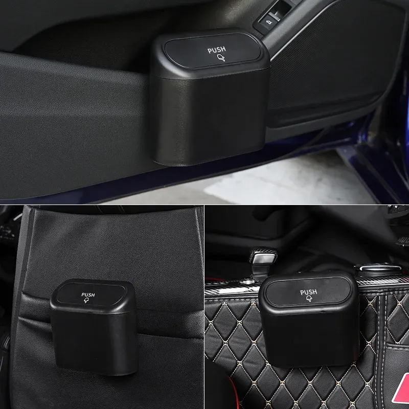 Car Trash Bin with Door Mount - Multifunctional Front Row Storage for Umbrellas & Small Items, ABS Material, Black, 16x14.3x8.5cm - Ideal for New Energy Vehicles showcase 2