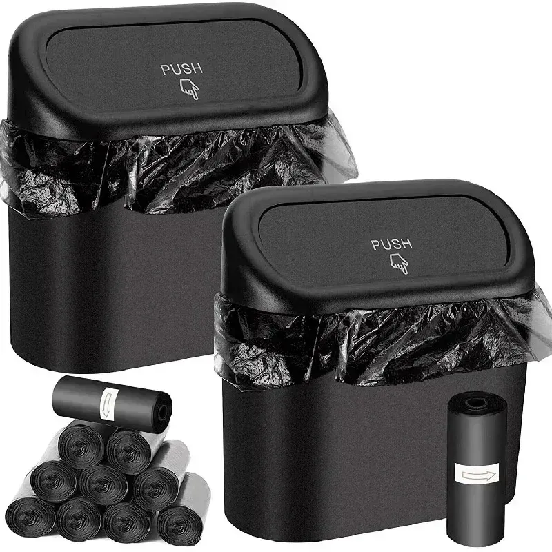 Car Trash Bin with Door Mount - Multifunctional Front Row Storage for Umbrellas & Small Items, ABS Material, Black, 16x14.3x8.5cm - Ideal for New Energy Vehicles showcase 3
