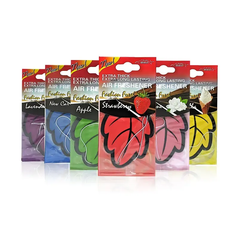 Car Air Freshener - Natural Scented Tea Paper, Hanging Leaf Shape, Vanilla & Fruit Fragrances, Long-Lasting Auto Interior Perfume, 15 Days Freshness thumbnail 1