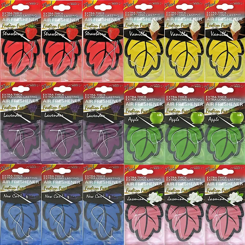 Car Air Freshener - Natural Scented Tea Paper, Hanging Leaf Shape, Vanilla & Fruit Fragrances, Long-Lasting Auto Interior Perfume, 15 Days Freshness thumbnail 6