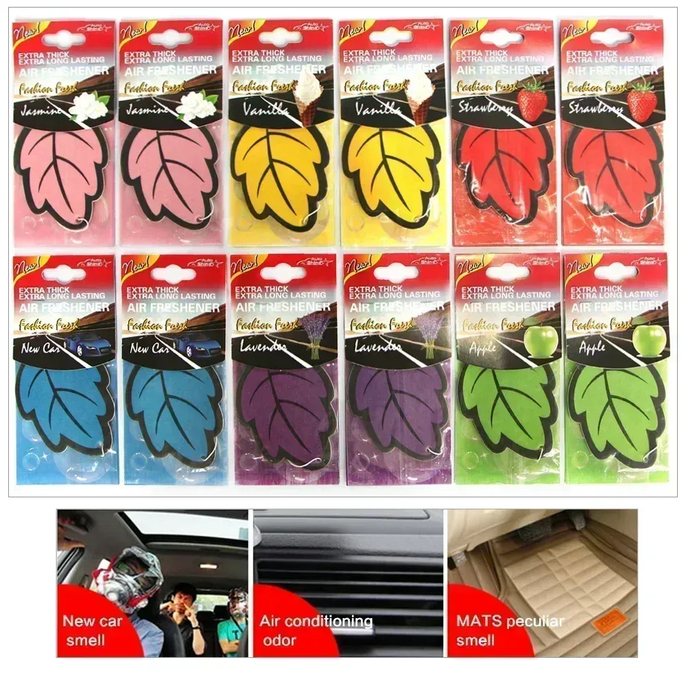 Car Air Freshener - Natural Scented Tea Paper, Hanging Leaf Shape, Vanilla & Fruit Fragrances, Long-Lasting Auto Interior Perfume, 15 Days Freshness showcase 7