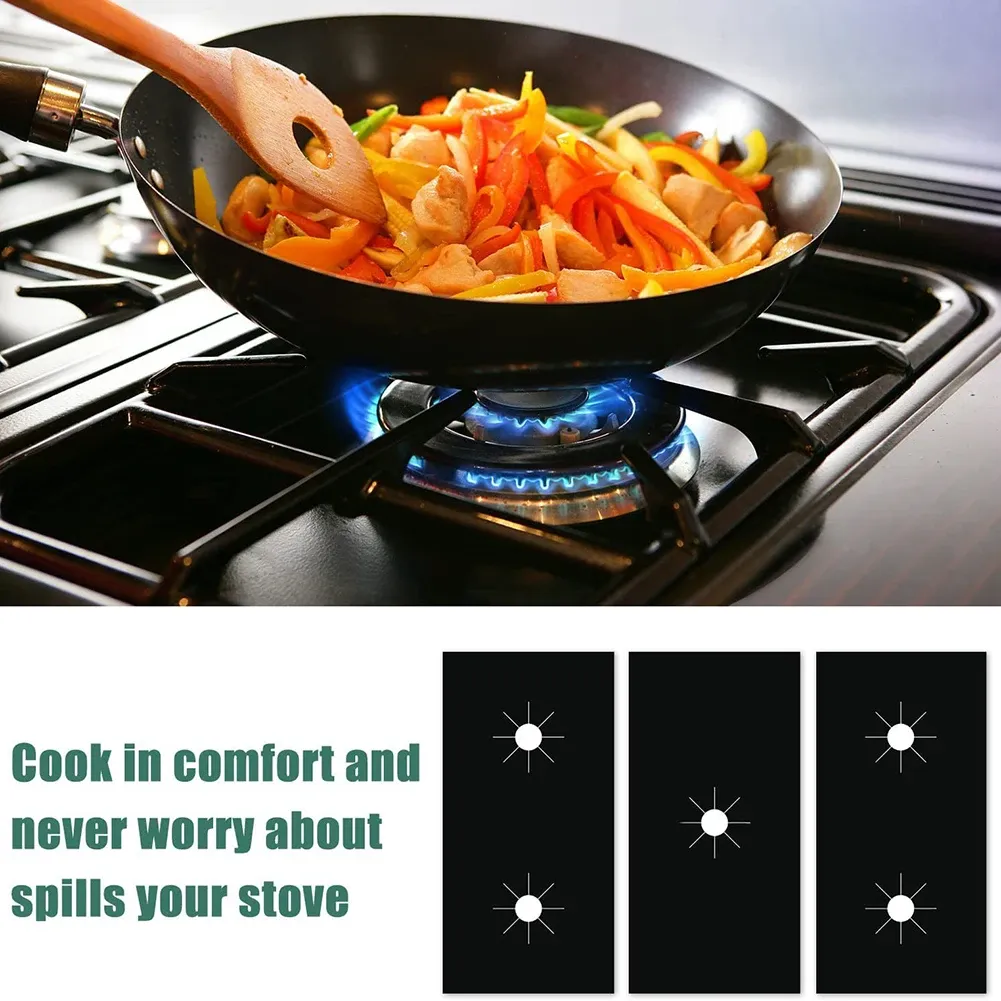 Reusable Gas Stove Protector Pads Set - 5-Hole Non-Stick Fiberglass Liners for Kitchen Cleaning, Heat Resistant, Easy to Cut & Clean, Universal Fit showcase 2