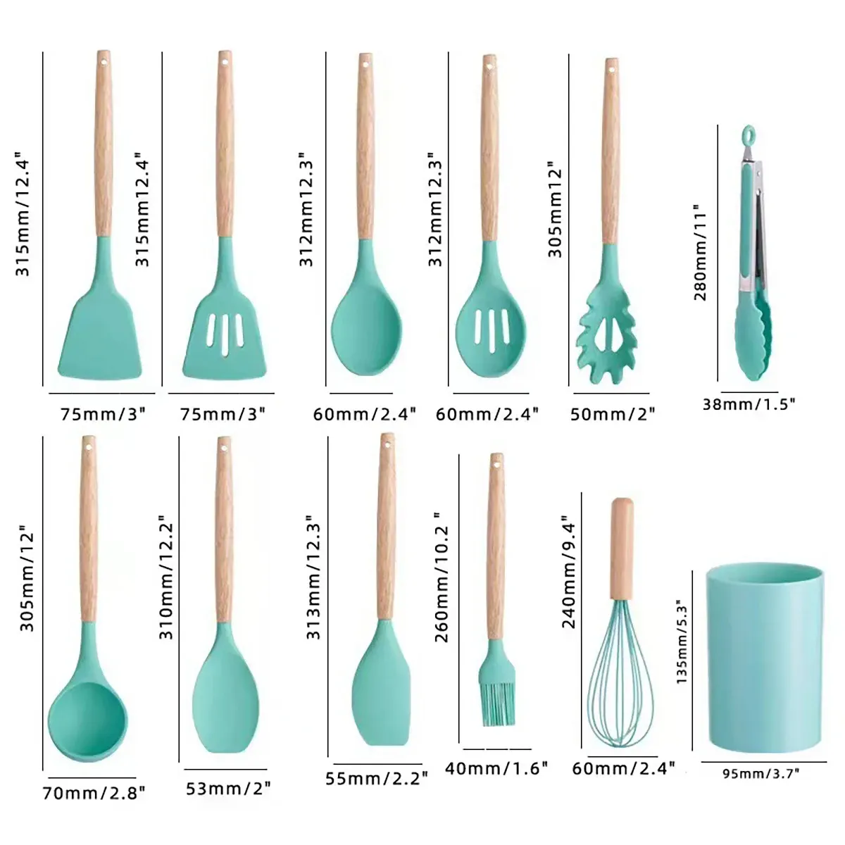 12Pcs Silicone Cooking Utensils Set for Non-stick Cookware - Heat Resistant Kitchen Tools, Black Cuisine Accessories for Baking & Cooking showcase 7