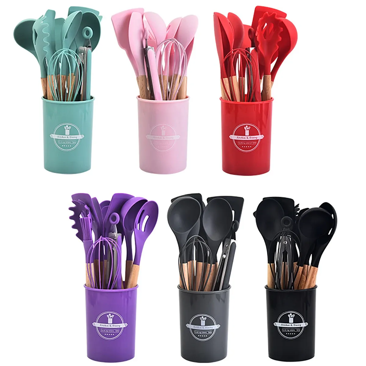 12Pcs Silicone Cooking Utensils Set for Non-stick Cookware - Heat Resistant Kitchen Tools, Black Cuisine Accessories for Baking & Cooking showcase 1