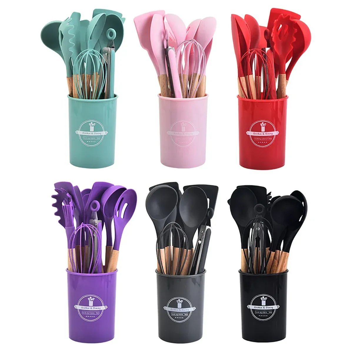 12Pcs Silicone Cooking Utensils Set for Non-stick Cookware - Heat Resistant Kitchen Tools, Black Cuisine Accessories for Baking & Cooking thumbnail 6