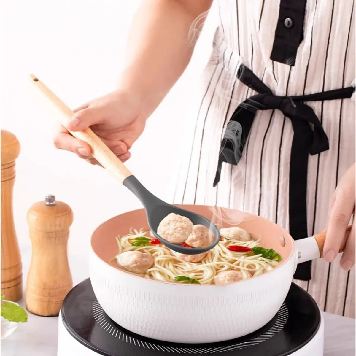 12Pcs Silicone Cooking Utensils Set for Non-stick Cookware - Heat Resistant Kitchen Tools, Black Cuisine Accessories for Baking & Cooking showcase 3