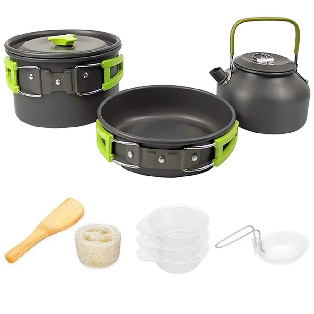 Portable Camping Cookware Set for 2-3 People | Lightweight Non-Stick Aluminum Pots, Frying Pan, and Teapot | Ideal for Outdoor Picnics, Hiking, and Travel showcase 28