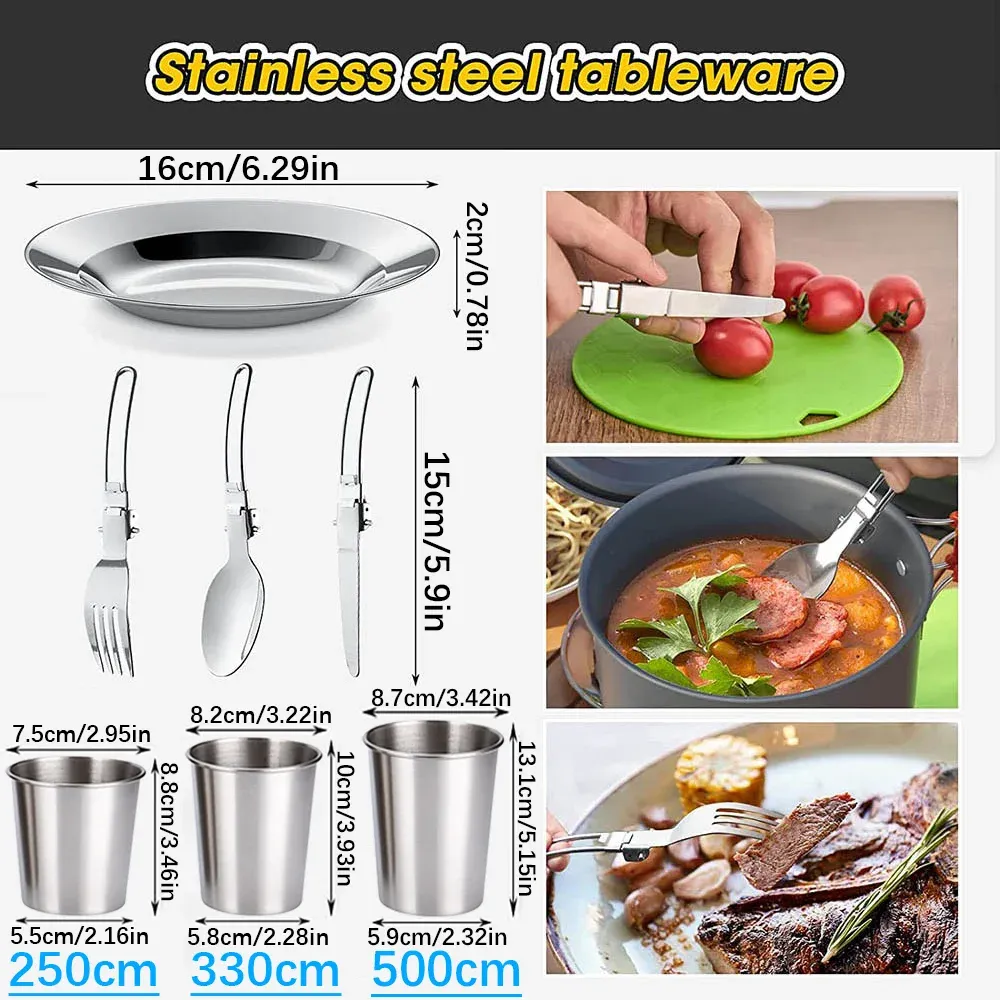 Portable Camping Cookware Set for 2-3 People | Lightweight Non-Stick Aluminum Pots, Frying Pan, and Teapot | Ideal for Outdoor Picnics, Hiking, and Travel thumbnail 5