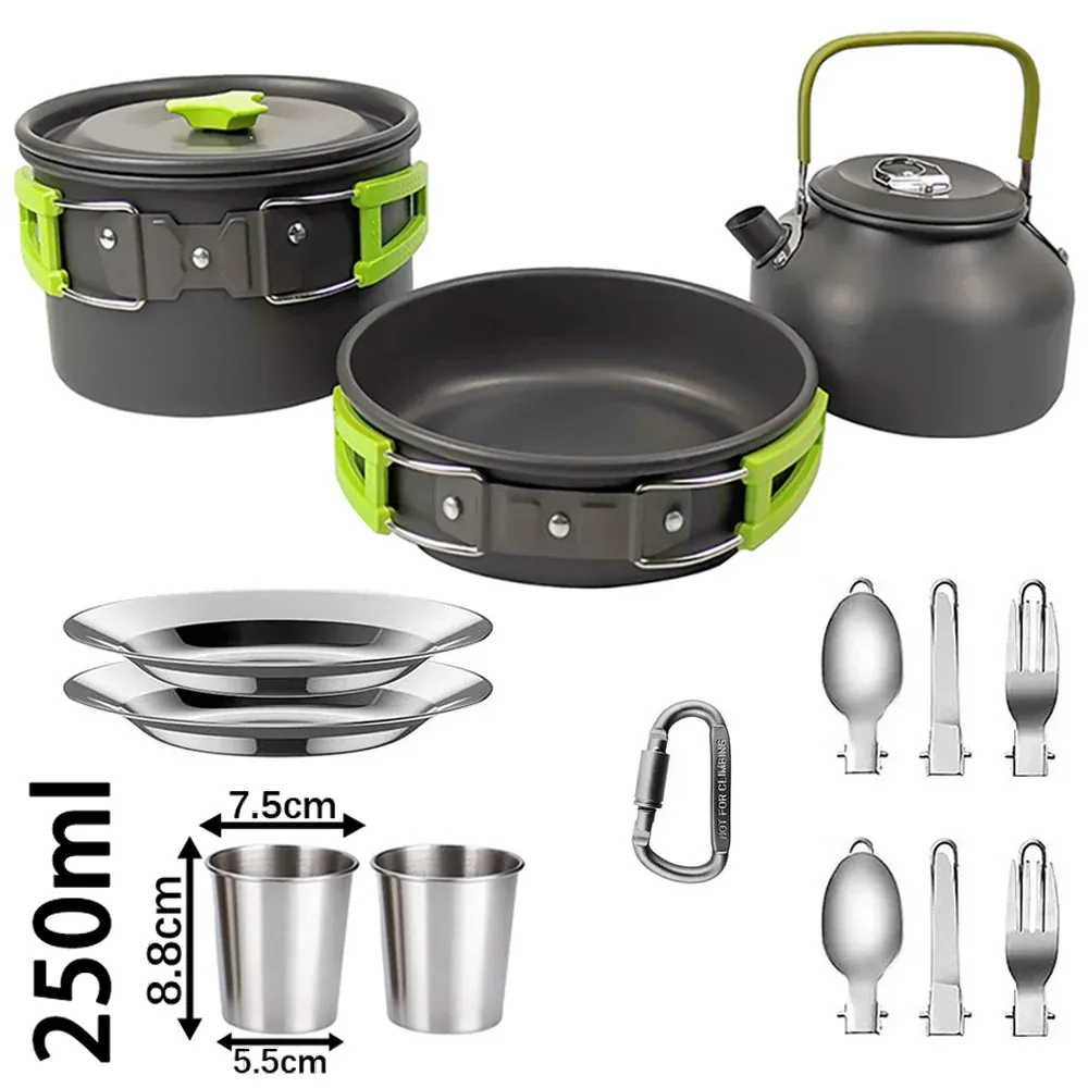 Portable Camping Cookware Set for 2-3 People | Lightweight Non-Stick Aluminum Pots, Frying Pan, and Teapot | Ideal for Outdoor Picnics, Hiking, and Travel showcase 25