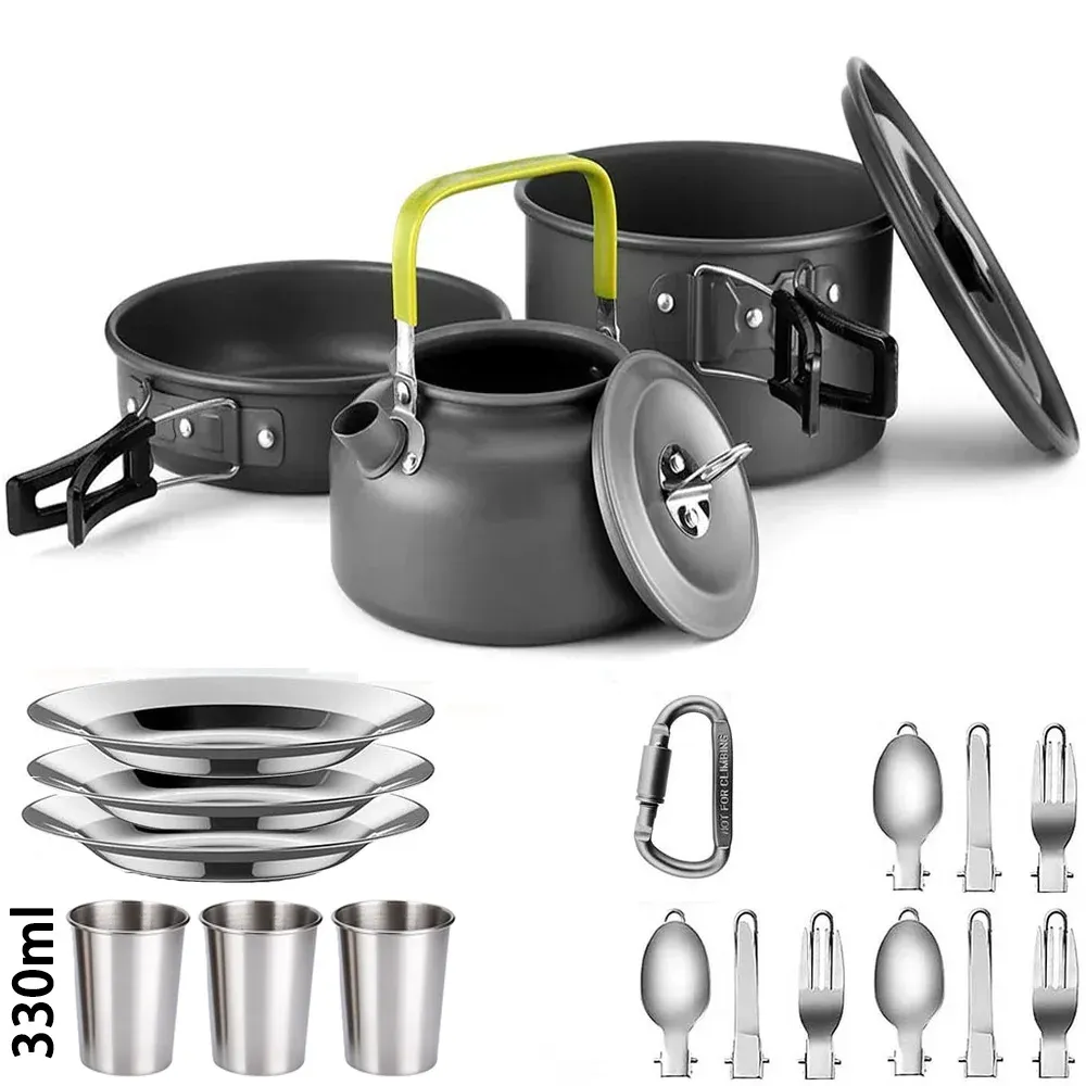 Portable Camping Cookware Set for 2-3 People | Lightweight Non-Stick Aluminum Pots, Frying Pan, and Teapot | Ideal for Outdoor Picnics, Hiking, and Travel showcase 21