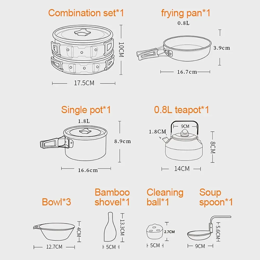 Portable Camping Cookware Set for 2-3 People | Lightweight Non-Stick Aluminum Pots, Frying Pan, and Teapot | Ideal for Outdoor Picnics, Hiking, and Travel showcase 7