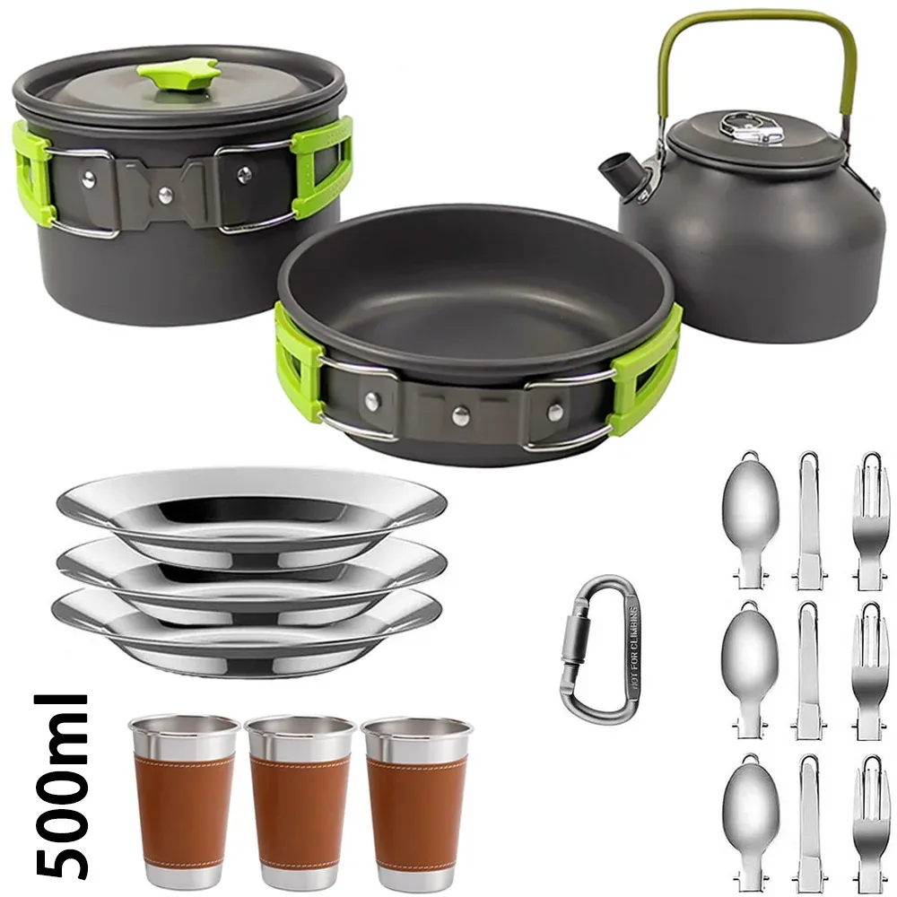 Portable Camping Cookware Set for 2-3 People | Lightweight Non-Stick Aluminum Pots, Frying Pan, and Teapot | Ideal for Outdoor Picnics, Hiking, and Travel showcase 19