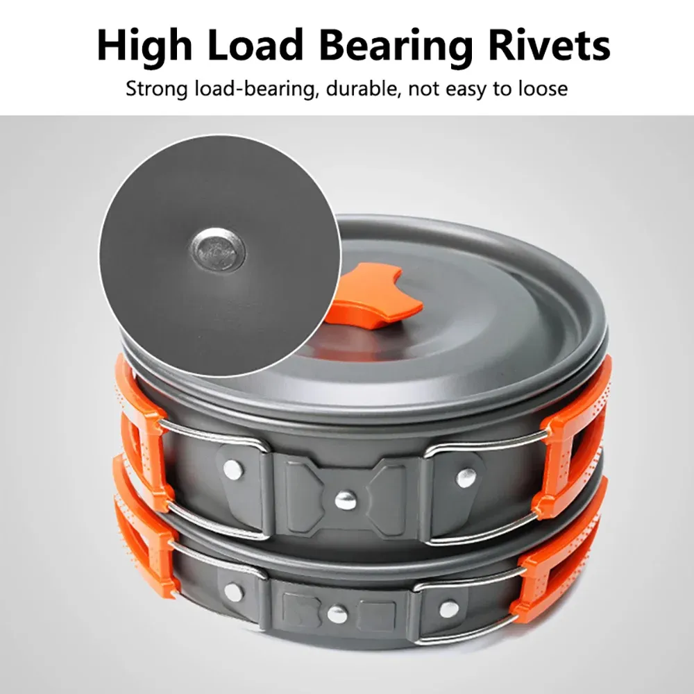 Portable Camping Cookware Set for 2-3 People | Lightweight Non-Stick Aluminum Pots, Frying Pan, and Teapot | Ideal for Outdoor Picnics, Hiking, and Travel showcase 11