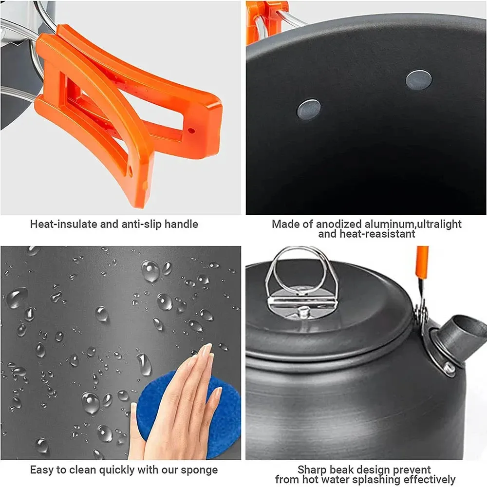 Portable Camping Cookware Set for 2-3 People | Lightweight Non-Stick Aluminum Pots, Frying Pan, and Teapot | Ideal for Outdoor Picnics, Hiking, and Travel showcase 15