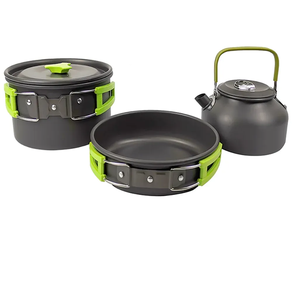 Portable Camping Cookware Set for 2-3 People | Lightweight Non-Stick Aluminum Pots, Frying Pan, and Teapot | Ideal for Outdoor Picnics, Hiking, and Travel showcase 31