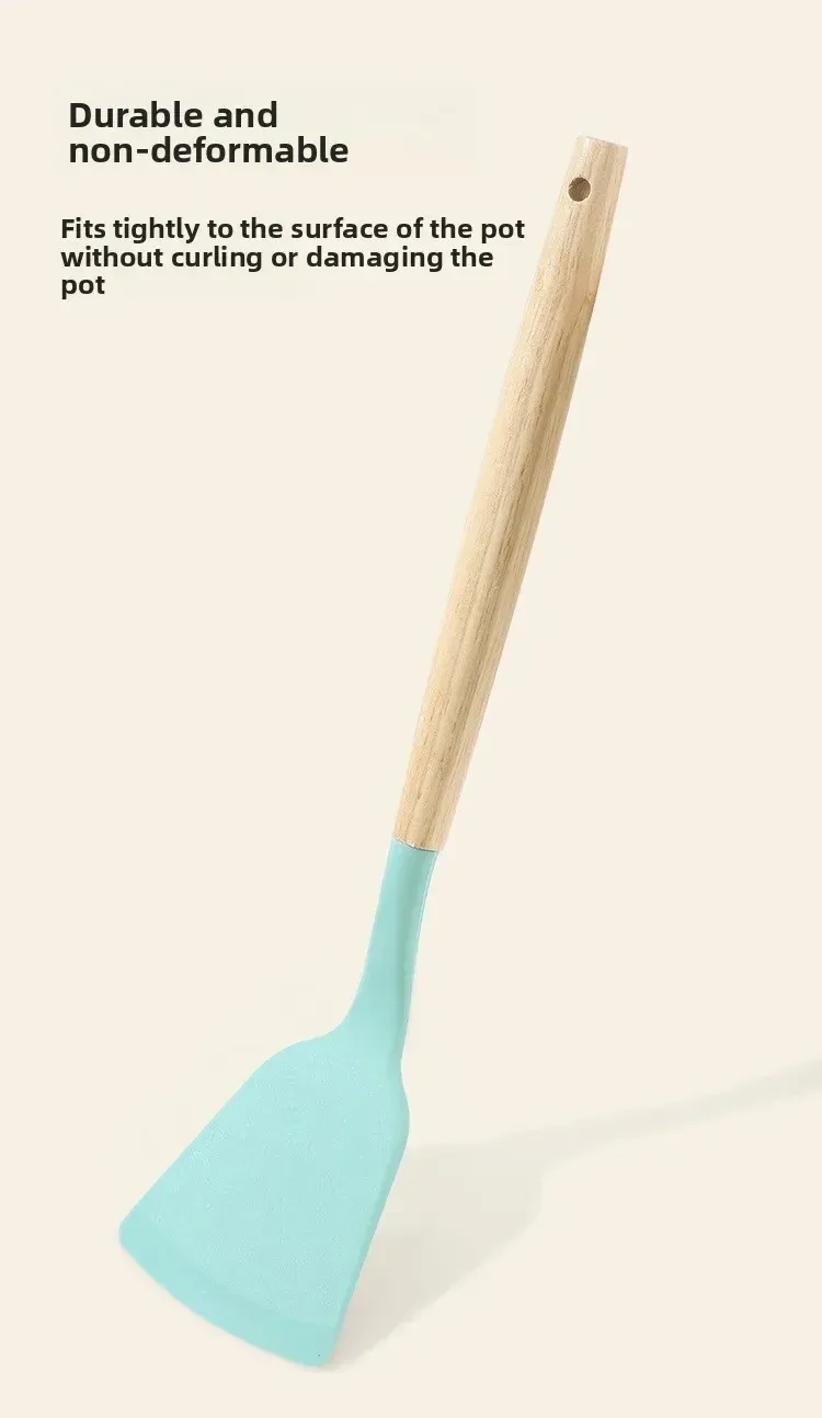 12-Piece Silicone Kitchen Utensil Set with Heat-Resistant Wooden Handles - Non-Stick Spatula, Turner, Whisk for Baking & Grilling - Safe Food-Grade Silicone for Home & Outdoor Cooking showcase 3