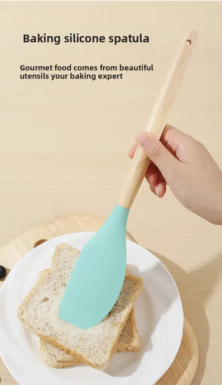 12-Piece Silicone Kitchen Utensil Set with Heat-Resistant Wooden Handles - Non-Stick Spatula, Turner, Whisk for Baking & Grilling - Safe Food-Grade Silicone for Home & Outdoor Cooking showcase 4