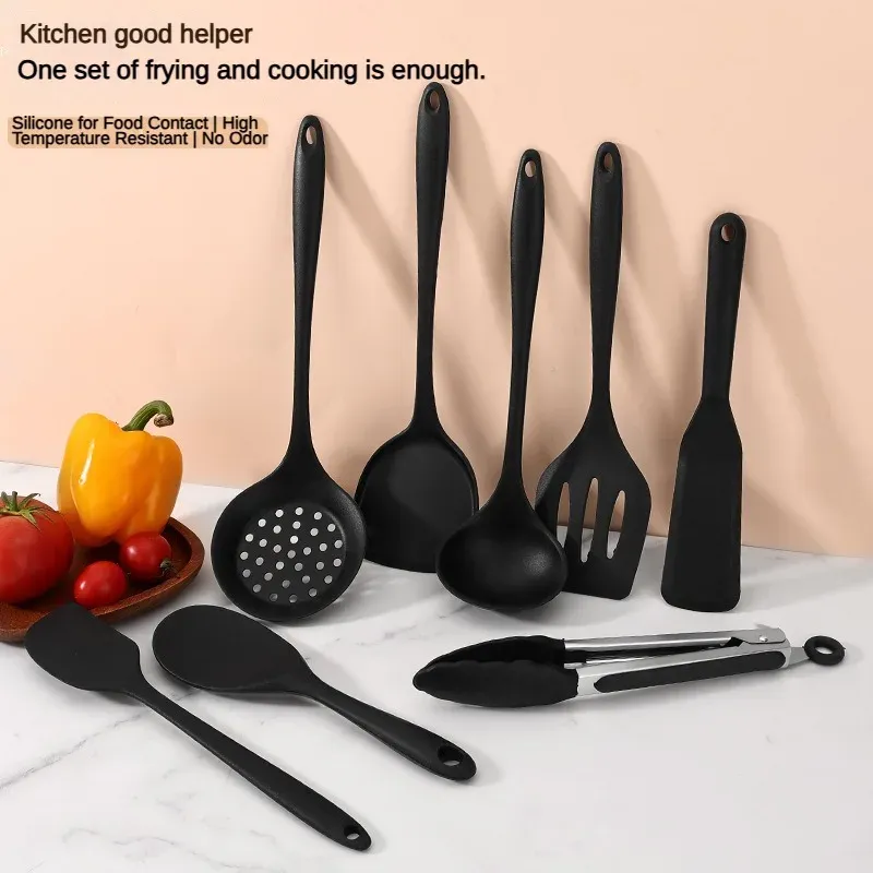 10-Piece Food-Grade Silicone Kitchen Utensil Set - Heat-Resistant Slotted Spoon, Strainer for Non-Stick Cookware & Hot Pot, Essential Cooking Gadgets for Home Chefs thumbnail 2