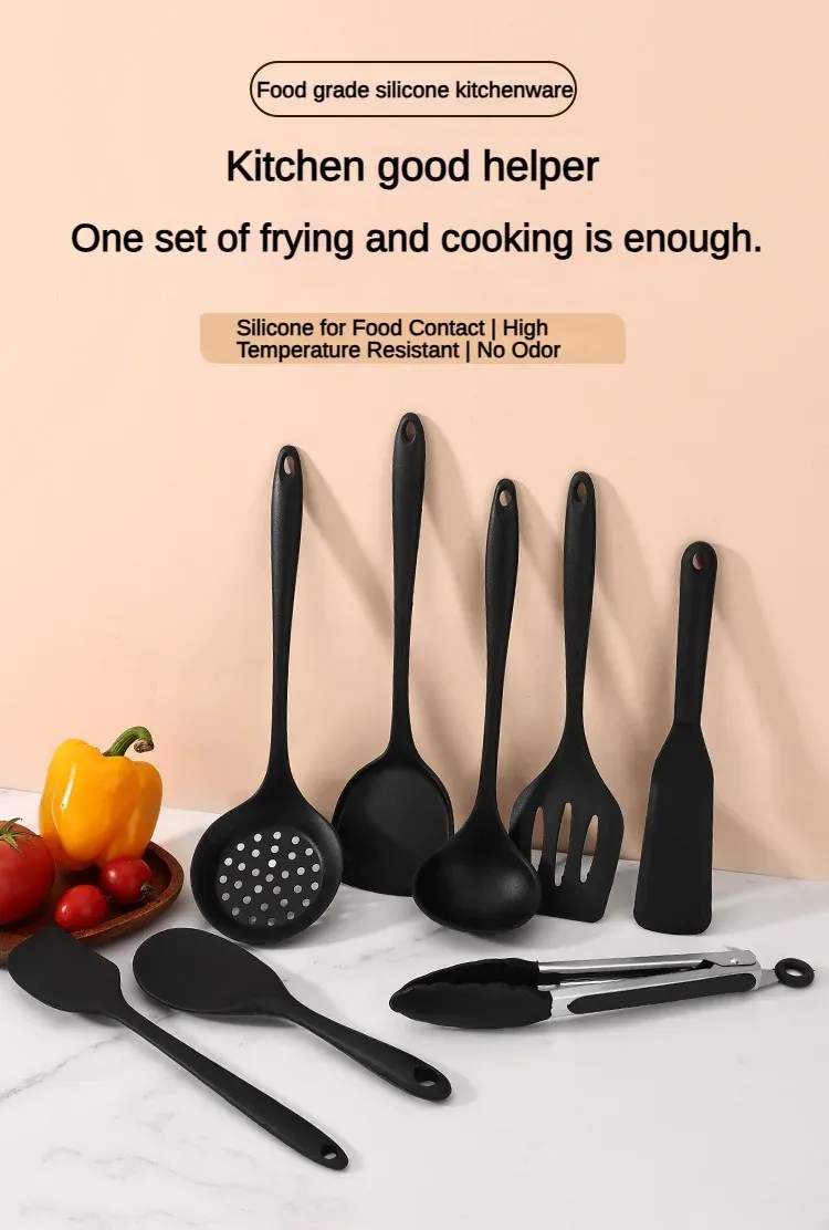10-Piece Food-Grade Silicone Kitchen Utensil Set - Heat-Resistant Slotted Spoon, Strainer for Non-Stick Cookware & Hot Pot, Essential Cooking Gadgets for Home Chefs showcase 2