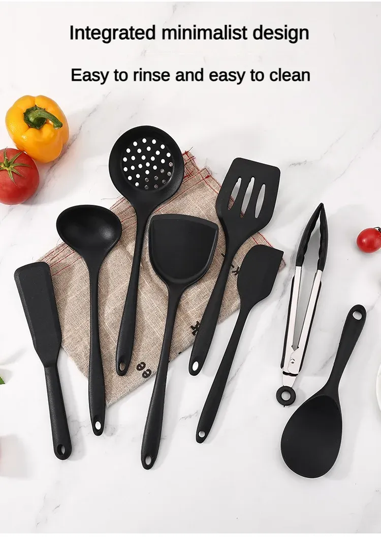 10-Piece Food-Grade Silicone Kitchen Utensil Set - Heat-Resistant Slotted Spoon, Strainer for Non-Stick Cookware & Hot Pot, Essential Cooking Gadgets for Home Chefs showcase 7