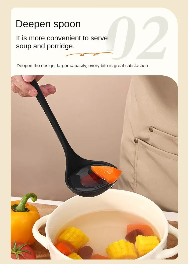 10-Piece Food-Grade Silicone Kitchen Utensil Set - Heat-Resistant Slotted Spoon, Strainer for Non-Stick Cookware & Hot Pot, Essential Cooking Gadgets for Home Chefs showcase 12