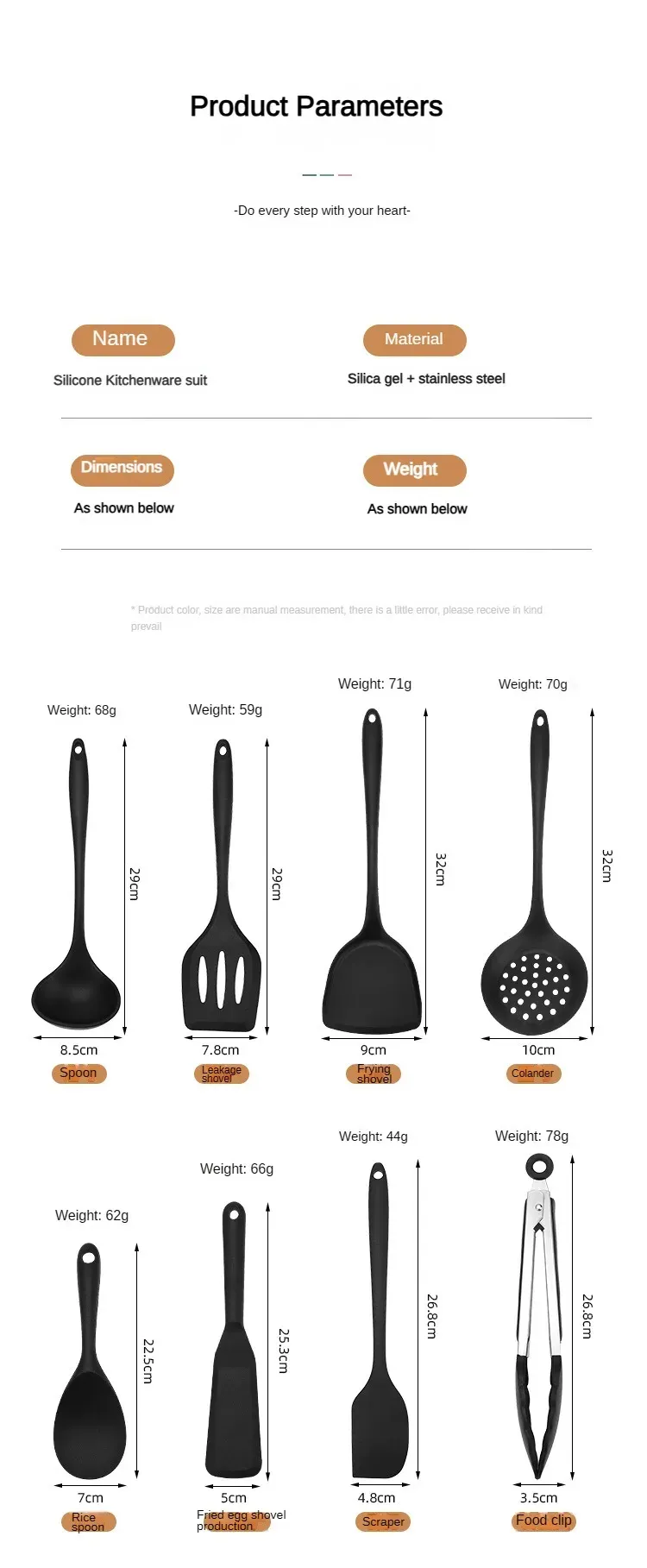 10-Piece Food-Grade Silicone Kitchen Utensil Set - Heat-Resistant Slotted Spoon, Strainer for Non-Stick Cookware & Hot Pot, Essential Cooking Gadgets for Home Chefs showcase 15