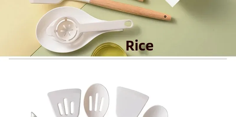 12Pcs Silicone Kitchen Utensil Set with Wooden Handles - Non-Stick Spatula, Shovel, Egg Beater & More for Home Cooking showcase 2
