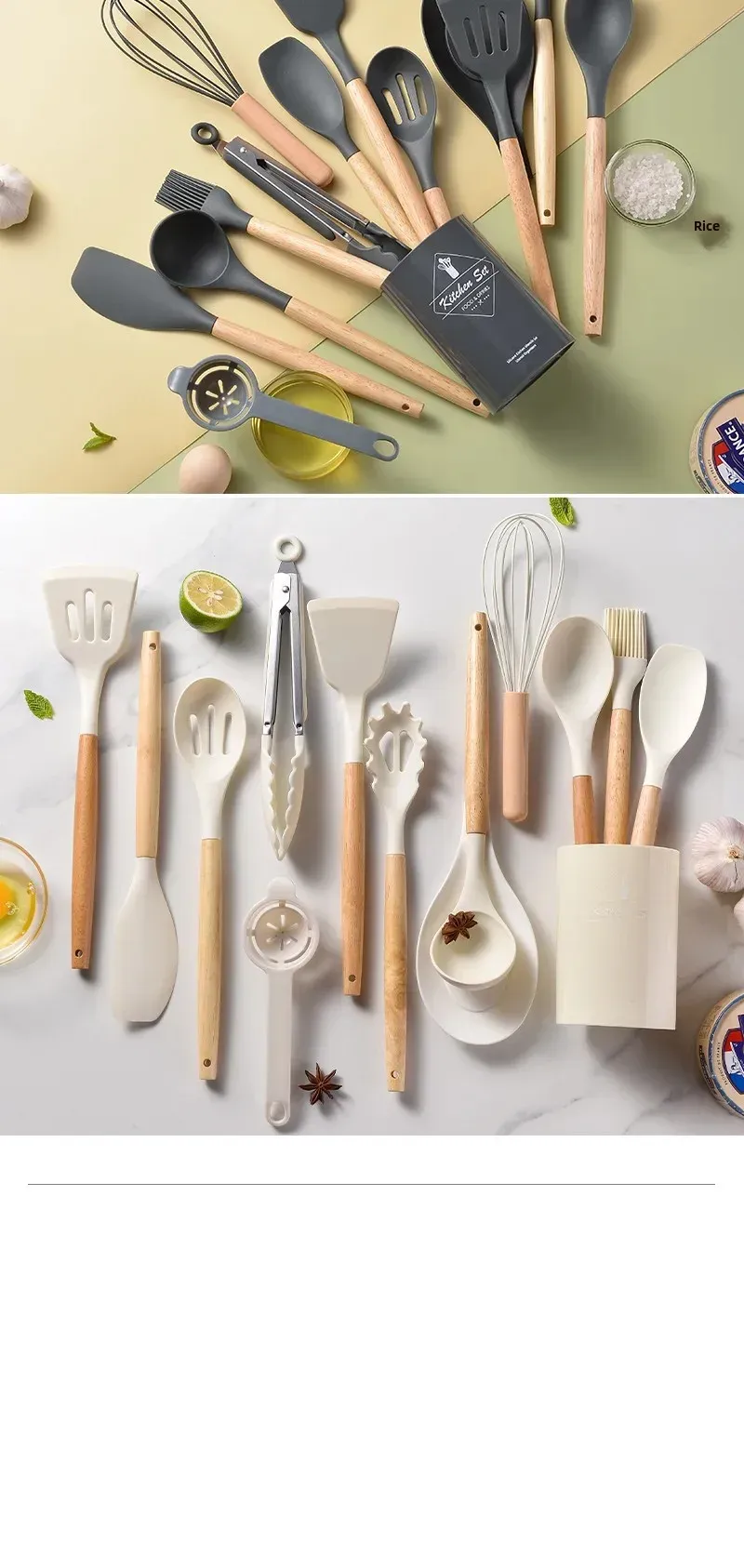12Pcs Silicone Kitchen Utensil Set with Wooden Handles - Non-Stick Spatula, Shovel, Egg Beater & More for Home Cooking showcase 14