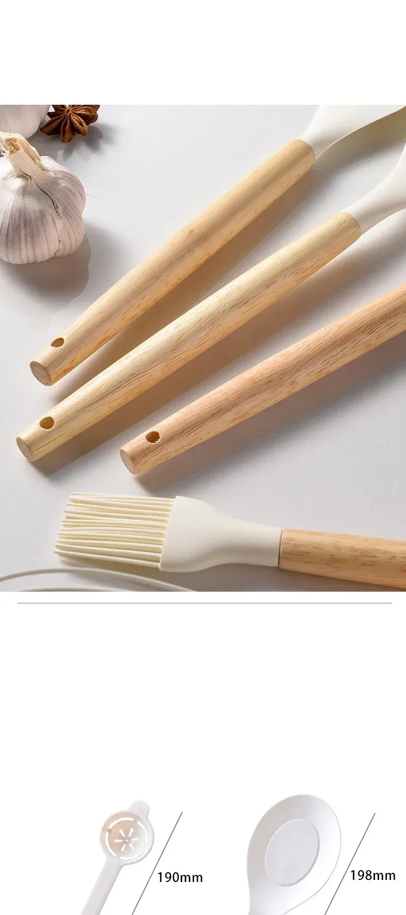 12Pcs Silicone Kitchen Utensil Set with Wooden Handles - Non-Stick Spatula, Shovel, Egg Beater & More for Home Cooking showcase 4