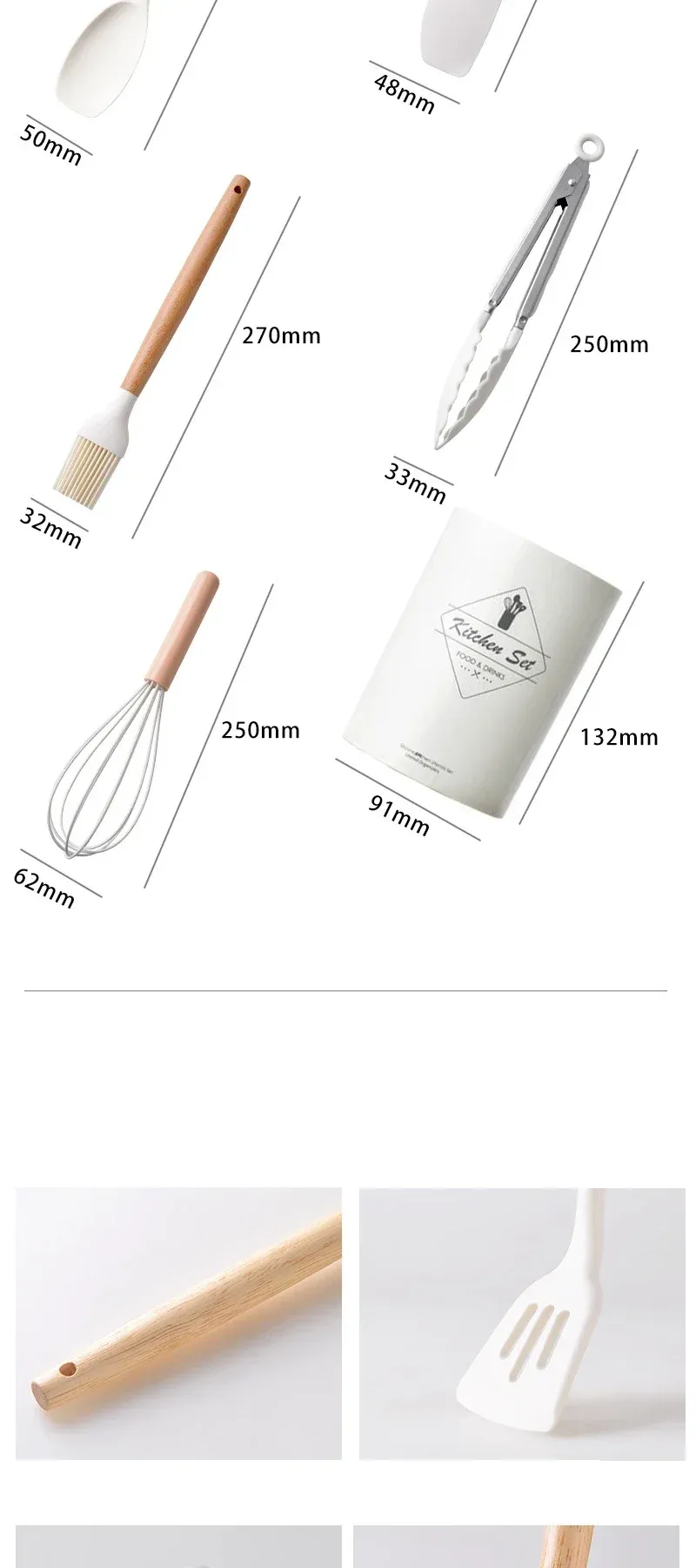 12Pcs Silicone Kitchen Utensil Set with Wooden Handles - Non-Stick Spatula, Shovel, Egg Beater & More for Home Cooking showcase 6
