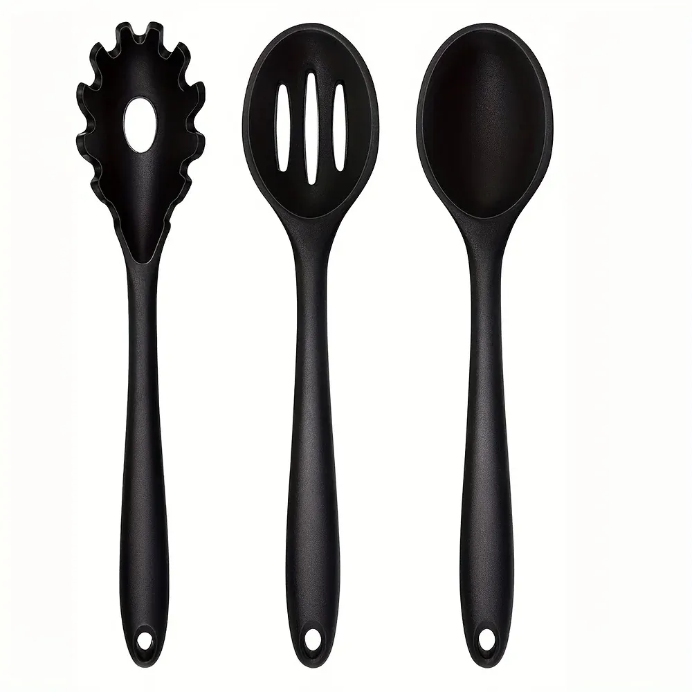 1/3-Piece Silicone Cooking Utensil Set - Heat-Resistant Spatula, Slotted Spoon, Solid Spoon for Non-Stick Cookware, Baking, Mixing, Stirring - Kitchen Essentials showcase 2