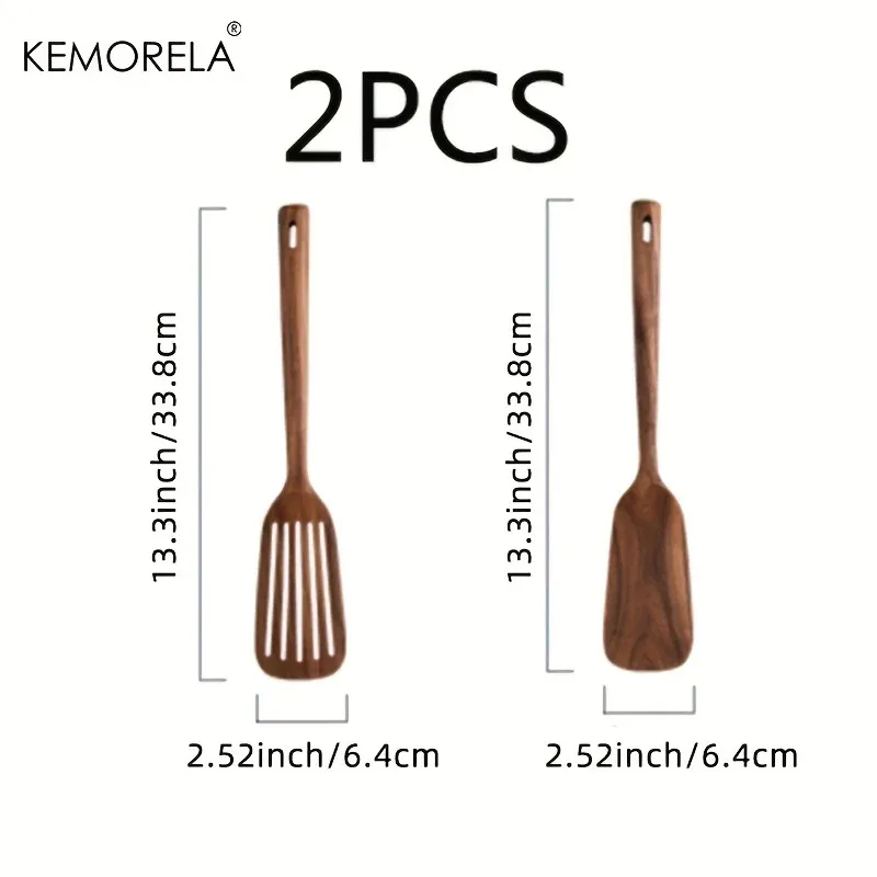 2PCS Wooden Japanese Spatula Set - Non-Stick Cooking Spoon for Baking & Kitchenware, High Temperature Resistant Household Utensils thumbnail 6