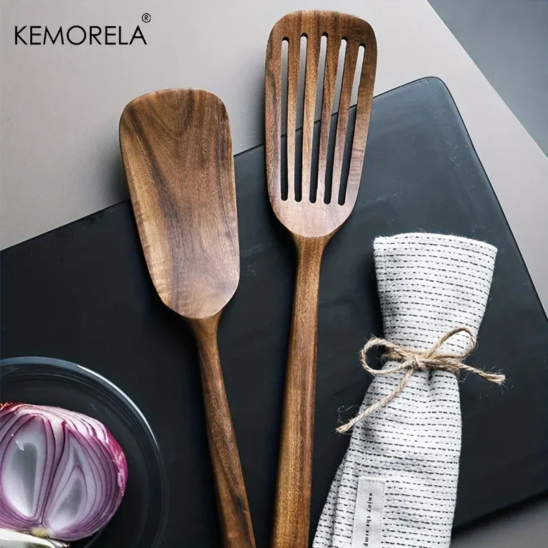2PCS Wooden Japanese Spatula Set - Non-Stick Cooking Spoon for Baking & Kitchenware, High Temperature Resistant Household Utensils showcase 1