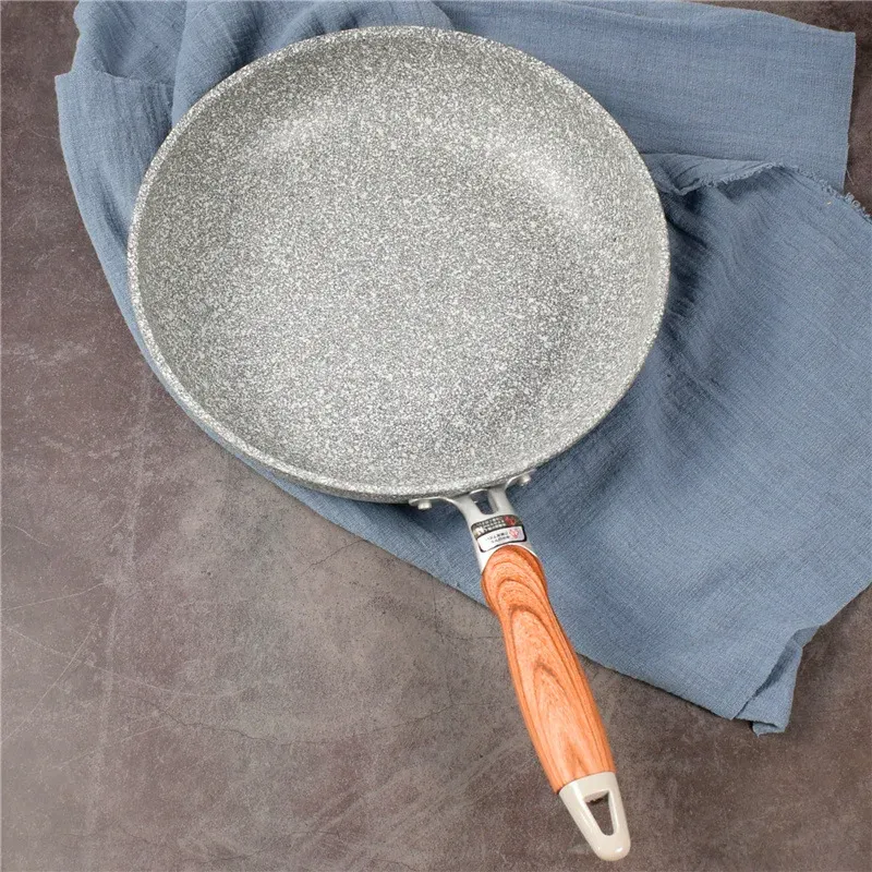 Durable Stone Frying Wok Pan - Non-Stick Ceramic Pot, Induction & Gas Stove Compatible, Steak Fryer Skillet Cookware Tool for Kitchen Set thumbnail 2
