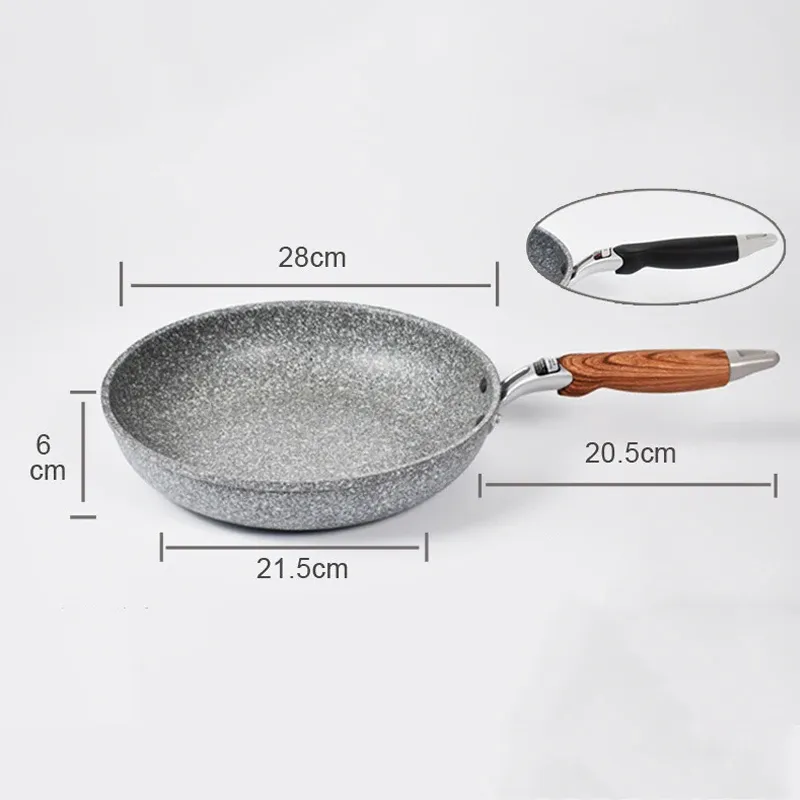 Durable Stone Frying Wok Pan - Non-Stick Ceramic Pot, Induction & Gas Stove Compatible, Steak Fryer Skillet Cookware Tool for Kitchen Set thumbnail 6