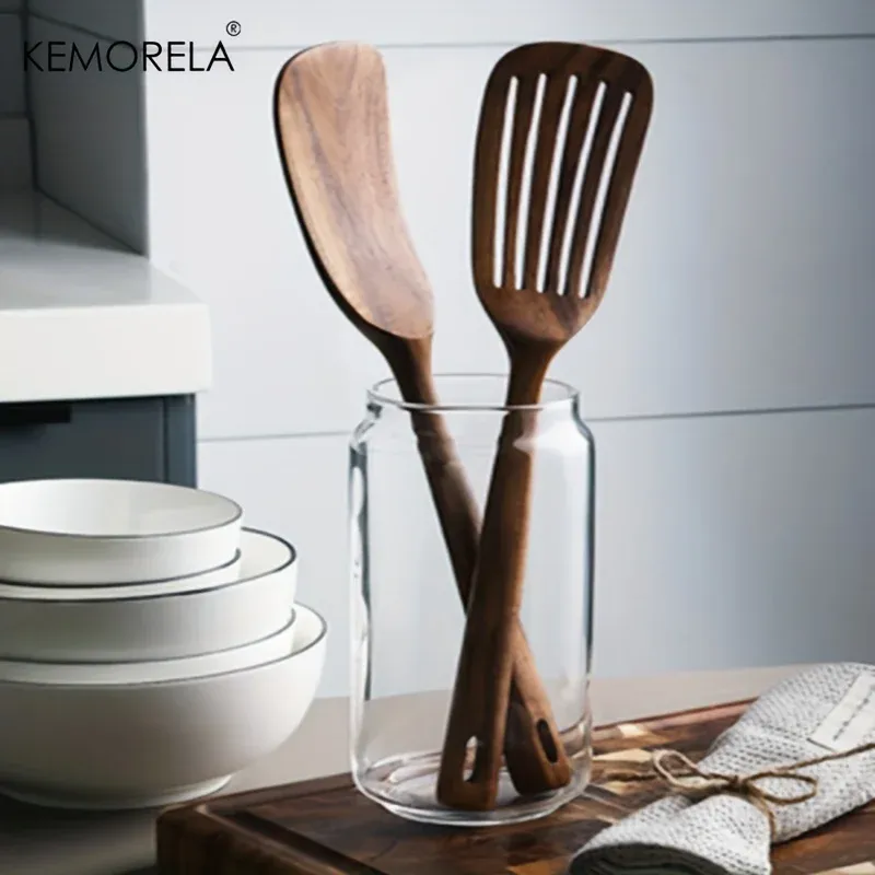2-Piece Wooden Japanese Spatula Set for Non-Stick Cookware | High-Temperature Resistant Cooking Spoon for Baking & Kitchen Use thumbnail 2
