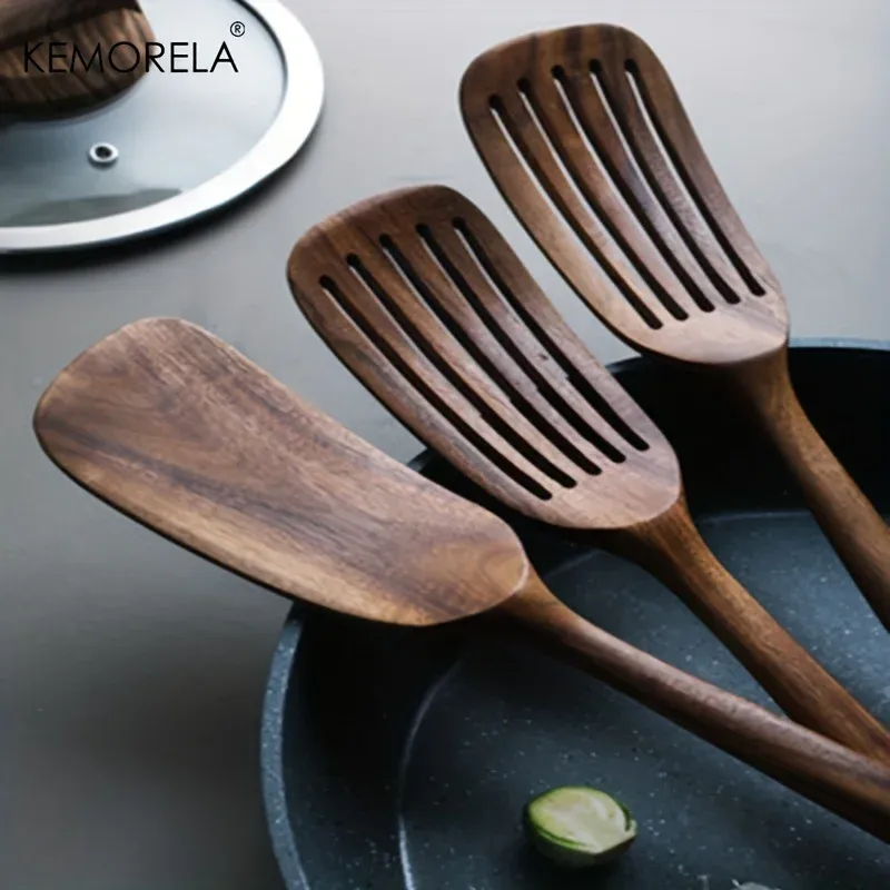 2-Piece Wooden Japanese Spatula Set for Non-Stick Cookware | High-Temperature Resistant Cooking Spoon for Baking & Kitchen Use thumbnail 3