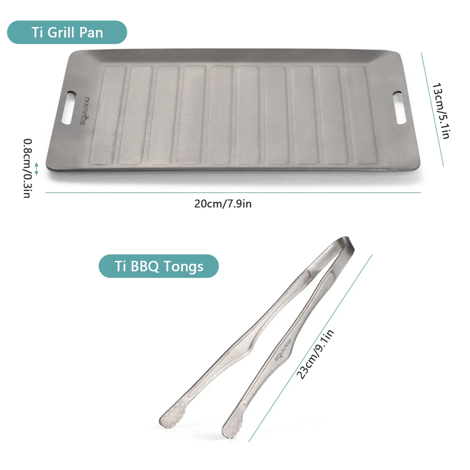 Tomshoo Titanium Camping Grill Pan & Tongs Set - Ultralight Portable Outdoor Cookware, Non-Stick Matte Finish Frying Pan for Solo Backpacking & BBQ thumbnail 2