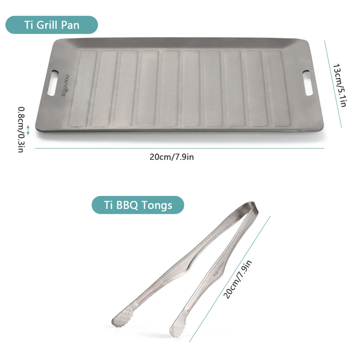Tomshoo Titanium Camping Grill Pan & Tongs Set - Ultralight Portable Outdoor Cookware, Non-Stick Matte Finish Frying Pan for Solo Backpacking & BBQ showcase 7